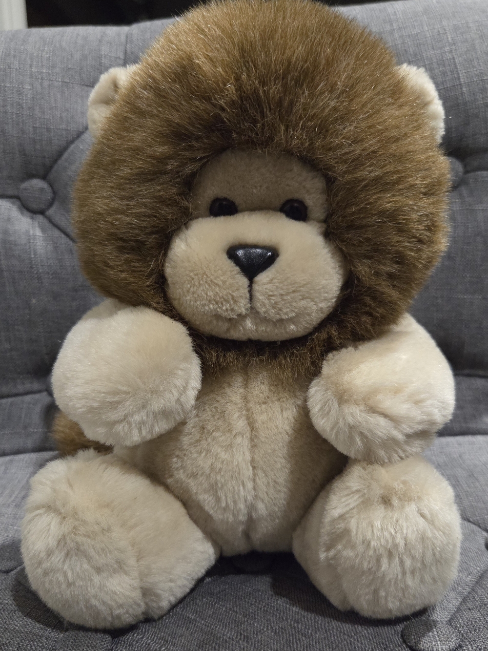 Vintage Plush Brown and Tan Lion Stuffed Animal